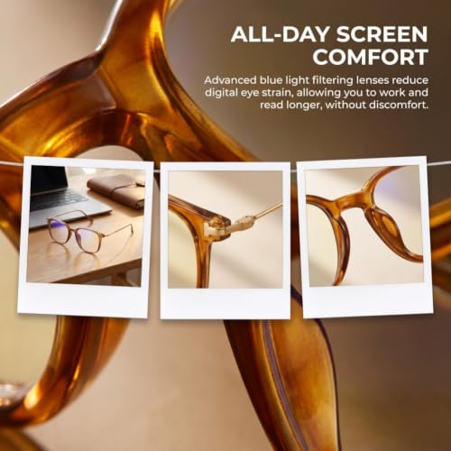 Image of Shiratori Square Blue Light Blocking Glasses for Women Men, Lightweight Frame Anti Eyestrain Computer Glasses