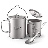 Lixada Titanium Topf Camping Tragbar Titan Wasser Tragbar Becher Tasse Klappgriff(300 ml,350 ml,420ml,550 ml,650 ml,750ml)