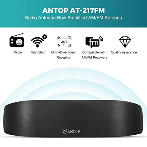 Antop Fm Radio Antenna, Multi-Directional Indoor Fm Antenna 75 Ohm, With Amplifier Signal Booster, Design For Fm Radio Home Stereo Receiver #TOP1