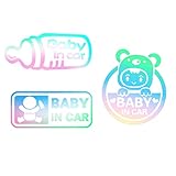 👶 3 modelli diversi: ci sono 3 modelli diversi con due decalcomanie per auto a bordo e un logo del bambino a bordo. L'adesivo sull'auto è un disegno colorato di un bambino e l'altro è un disegno colorato di una bottiglia di latte. È colorato e può essere utilizzato quando il bambino è più grande.