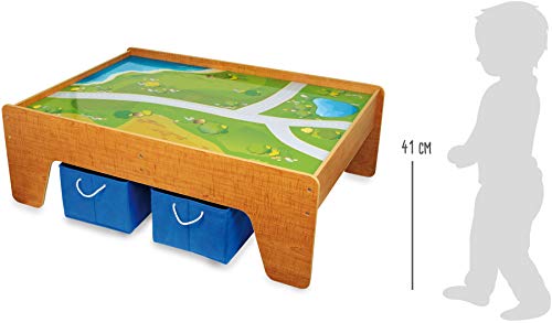 small foot 2232 Spieltisch aus Holz, mit Textiloberfläche, inkl. zwei Boxen aus Textil für mehr Stauraum, ab 3 Jahren – Bild 6