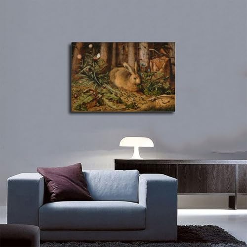 Tableau A Hare in The Forest de Hans Hoffmann | Toile 61x91 cm - 5