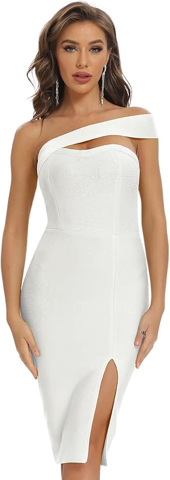 Womens One Shoulder Bandage Dress for Women Wedding Guest Cocktail Party Midi Dress