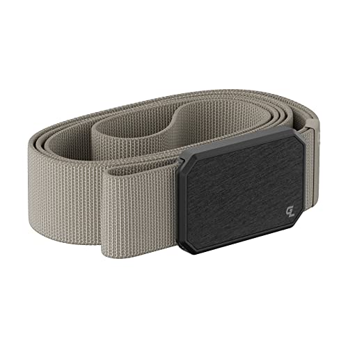 Groove Life Groove Belt Gun Metal/Flat Earth - Men's Stretch Nylon Belt With Magnetic Aluminum Buckle, Lifetime Coverage - Medium (33-36") #TOP6