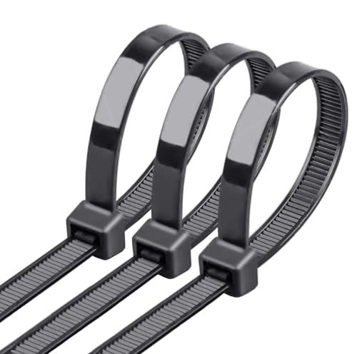 Heavy Duty Cable Ties 24 Inch 50 Pack UV Resistant Outdoor Zip Ties with 200 lbs Tensile Strength Self-Locking Black Nylon Ties for Indoor Outdoor Electrical Wiring Gardening QCSJALM
