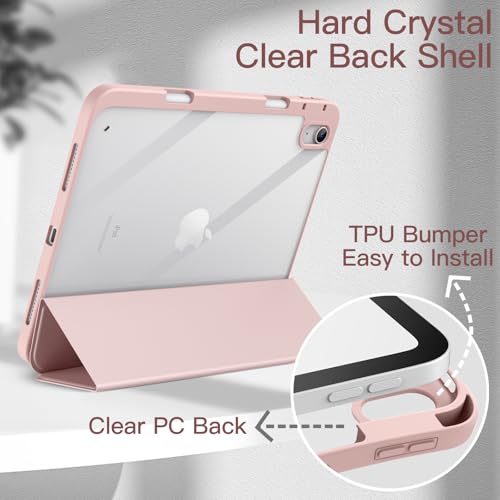 JETech Case for iPad (A16) 11th/10th Generation (2025/2022) with Pencil Holder, Clear Transparent Back Shell Slim Stand Shockproof Tablet Cover, Auto Wake/Sleep (Sandy Pink) by JETech - Image 3