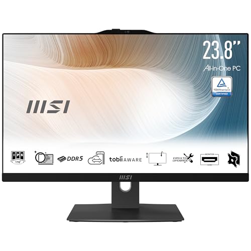 MSI Modern AM242P 1M-1203DE - All in One PC, Intel Core 5 Prozessor 120U, 24 Zoll, FHD (1920x1080), 512GB SSD, 16GB DDR5, Webcam, Windows 11 Pro, Schwarz