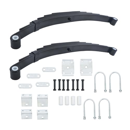 Thomletha 7000lbs Single Trailer Axle Suspension Kit - 6 Leaves 3500lbs Trailer Double Eye Spring U-bolt Kit Hangers Kit Shackle Straps Kit