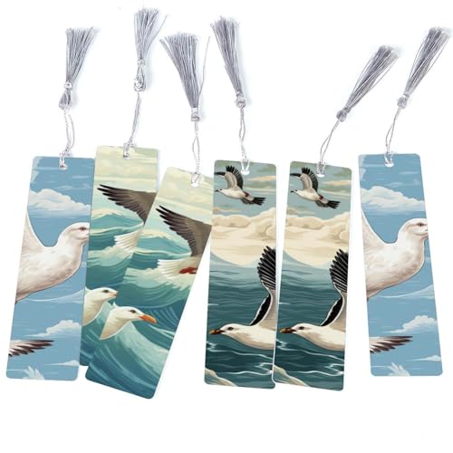 Marque-pages mouette lot de 6 avec pompon pour livre et bibliothèque