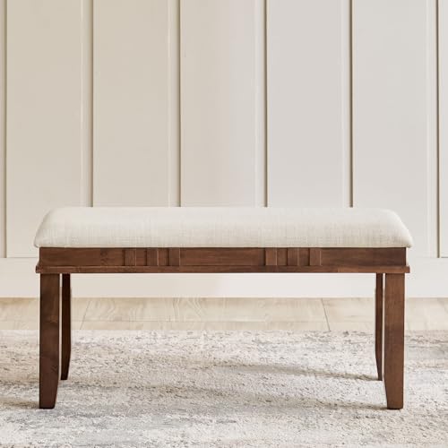 Image of Home Centre | Trio Fabric Dining Bench | Solid Wood, for Dining Room | Beige | 1 Year Warranty