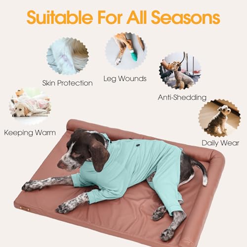 Image of Adjustable Recovery Suit for Small Dogs, Dog Pajamas, Green, S | Surgical Recovery Suit for Dogs Female Male, Zipper On 4 Leg Long Sleeve Dog Pajamas Onesie for Shedding Anti-Licking Wound