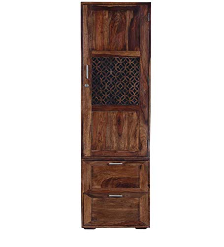 APRODZ Durque Sheesham Wood Single Door Wardrobe- Provincial Teak Finish-image-14