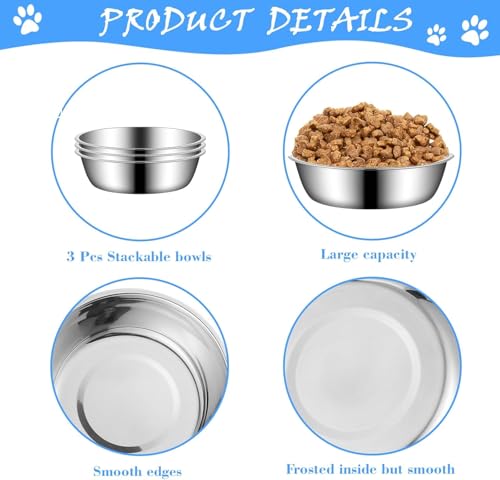 BLMHTWO 3 Stück Katzennapf Edelstahl Flach,Katzennapf Flach 450ml Futter und Wasser Hundenäpfe für Kleine Hunde und Katzen