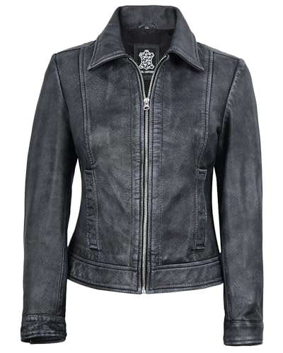 Image of Decrum Vintage Style Women's Leather Jacket - Real Lambskin Casual Leather Jacket for Women