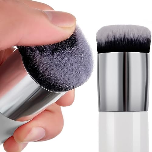 Image of SUNISA Round Foundation Makeup Brush, 2 Pieces Makeup Sponge Blender, 2 Triangle Powder Puffs, Face Cosmetic Puff, Washable Reusable Soft Plush Makeup Sponge
