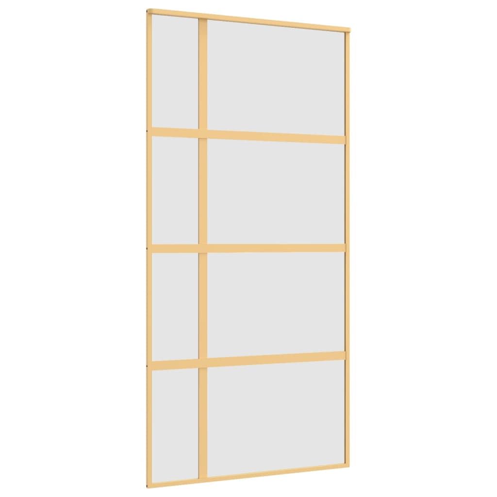 Drzwi przesuwne złote 102,5 x 205 cm, matowe szkło ESG, aluminium, materiały budowlane, drzwi, drzwi domowe