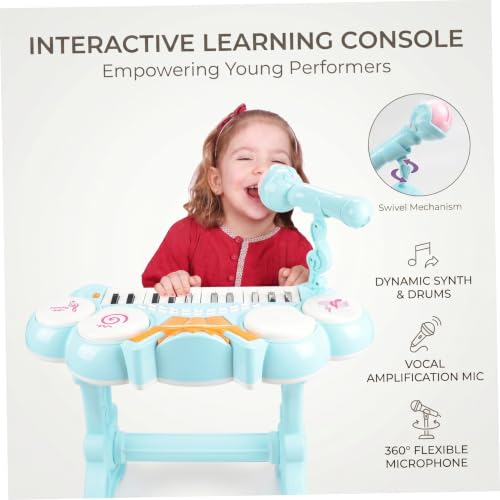 Mesa de DJ para niños con piano electrónico y micrófono interactivo para bebés 5