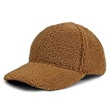 Winter Faux Fur Fuzzy Baseball Cap Warm Shearling Fleece Lined Adjustable Ball Cap for Women Men, Brown