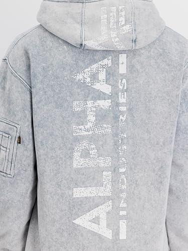 Sweat à capuche Alpha Industries homme vintage pull chaud noir - 7