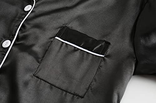 Vopmocld Big Kids Unisex Pjs Set Girls Boys Silk Pajama Sets Satin Clasic Sleepwear Long Sleeve 2 Pieces Button Down Nighty4