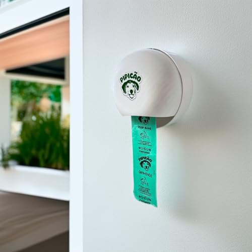 Suporte Redondo Branco Com 250 Saquinhos Coletor de Fezes Pipicão