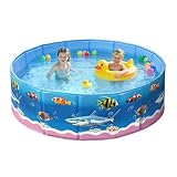 Generisch Piscina infantil rígida con estampado de dibujos animados, piscina al aire libre plegable sin inflar | para verano, jardín, terraza, suelo, baño, juego de perro