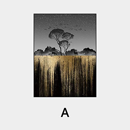Tableau abstrait arbre de lune pour salon moderne - Triptyque chic 70x100 cm