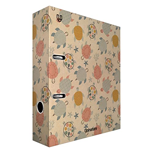 Unipapel Aktenordner Kraft A4, recycelt, Rücken 65 mm, mit Öse und Rado, Uninature Design Schildkröten, FSC Recycled 100%