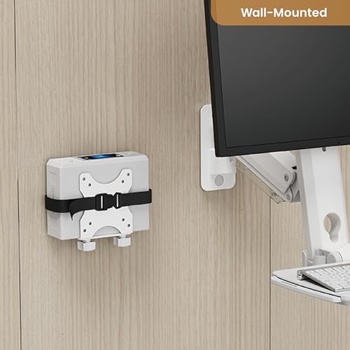 Mount Plus MED01 Soporte de Pared para Monitor Médico con Bandeja Ajustable para Teclado y Mouse, Compatible con Pantallas de 17" a 32", Incluye Soporte para Escáner y Mini CPU miniatura 7