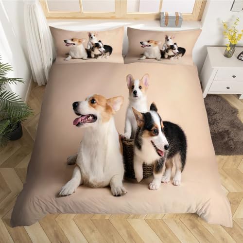 Housse de couette 160x200 corgi en microfibre douce avec zip - 3