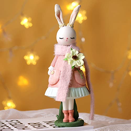 Sxszzxl Cute Bunny Girl Resin Figurines Fashion Rabbit Sculptures With Scarf Cartoon Style Collectibles Statues Desktop Decorations Home Decor Best Gifts For Girls #TOP1