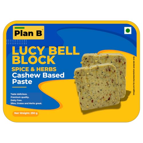 Image of Plan B Plant Based Lucy Bell Cheese - 250g | Spice & Herb Flavored | Plant-Based Cheese Block | Dairy-Free, Lactose-Free, -Friendly | Ideal for Sandwiches, Pasta, and Snacks
