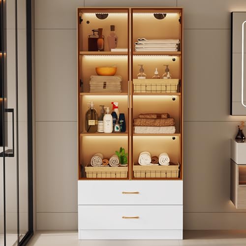 Muebles Auxiliares Baño Blanco Brillo Marca YuQozii