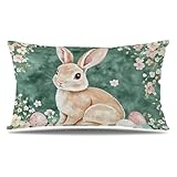 Kissenbezug Ostern Kissenbezüge 40x60 cm Kaninchen Samt Sofakissen, Rechteckige Dekokissen mit...