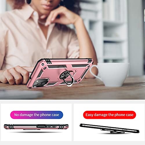Samsung Galaxy A03s Case with HD Screen Protector, Ring Shockproof Protective Case, Rose Gold - image 3