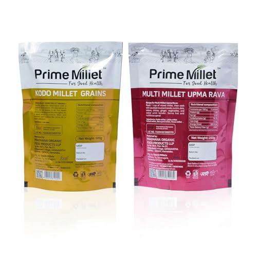 Image of Prime Millets Organic Kodo Millet Grain | Multi Upma Rava | Pack of 2 (750g Each) | High Fiber | Healthy Digestive Meals | Premium Quality