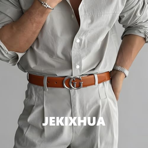 Image of Mens Microfiber Synthetic Leather Belt for Men - Adjustable Strap with Gold Buckle, Belt for Business & Casual