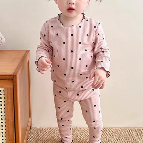 Teen Girls Cotton 𝐏a𝐣ama Set Ruffle Trim 𝐏ajamas Long Sleeve Blouse and Pants Loung𝐞wear Kids Polka Dot 𝐒leepwear2