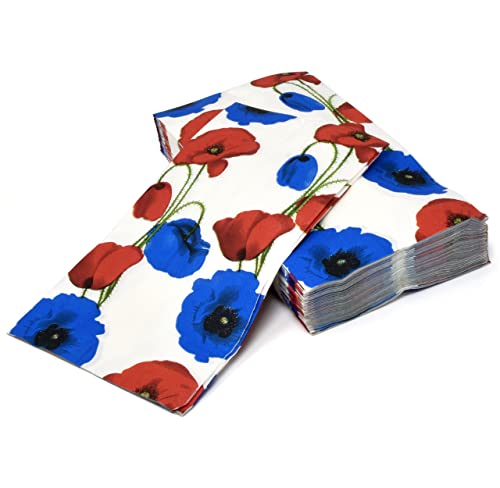 Gift Boutique Patriotic Red and Blue Floral Napkins #TOP25