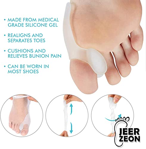 Image of Gel Bunion Guard Toe Separators to Correct Bunions, Corrector, Toe Spreader Pain Relief From Two Finger Toe Separator Hallux Valgus- Crooked Toes, Corrector (White) (1 Pair (2PCS))