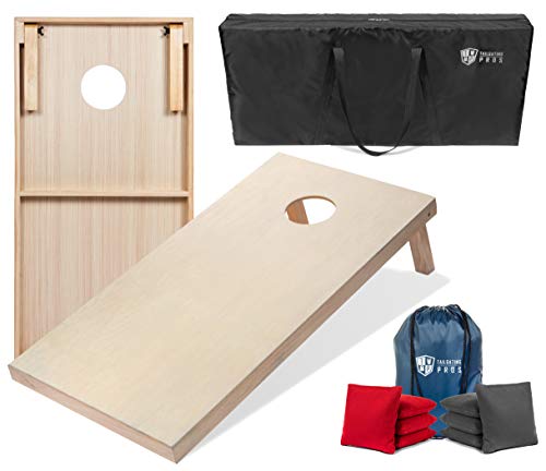 Tailgating Pros Cornhole Boards - 4'x2' & 3'x2' Cornhole Game w/Carrying Case & Set of 8 Corn Hole Bags - 150+ Color Combos! Optional LED Lights