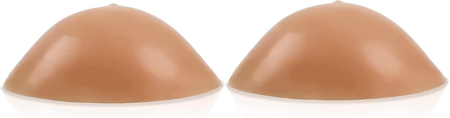 Silicone Breast Forms Self-Adhesive Bra Enhancer Inserts Prosthetic Tan Triangle Shape Fake Boobs Enlargement Pads Mastectomy Prosthesis Crossdresser 1 Pair, 600g/pair