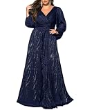 VOUIAO Plus Size Bridesmaid Dress Formal Wedding Guest Dresses Blue 5XL