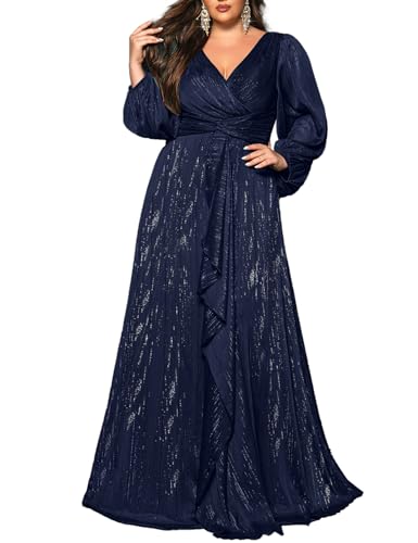 VOUIAO Plus Size Bridesmaid Dress Formal Wedding Guest Dresses Blue 5XL