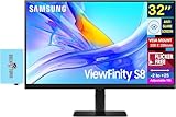 Samsung 32' 4K UHD VA Monitor with 5ms Response Time, 350 nits Brightness, Anti-Glare, Flicker-Free, VESA Mount (100 x 100 mm), Displayport, HDMI & Dockztorm USB Port Expander, Black Color