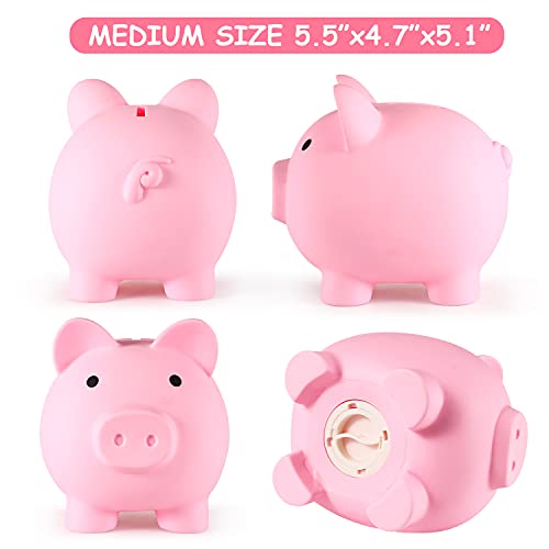 Piggy Bank, Unbreakable Plastic Money Bank, Coin Bank For Girls And Boys, Medium Size Piggy Banks, Practical Gifts For Birthday, Christmas, Baby Shower (Pink) #TOP3
