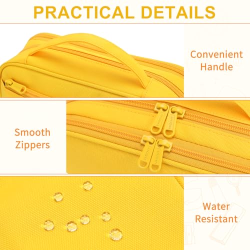 VASCHY Pencil Case, Large Cute Pencil Pen Pouch Organizer w Zippers Top Handle School Supplies for Kids,Teens,Students,Adults Yellow by VASCHY - Used condition - Image 4