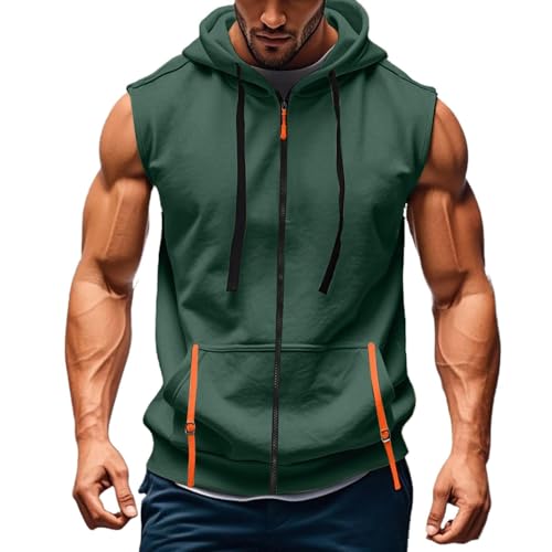 Sweat sans manches homme en coton lin léger avec poche