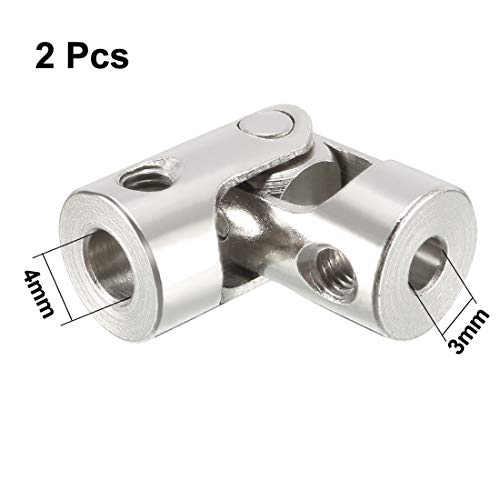 sourcing map 2pcs 3mm bis 4mm Drehbare Universal Lenkwelle U Gelenk Koppler Edelstahl L23XD9 DE de