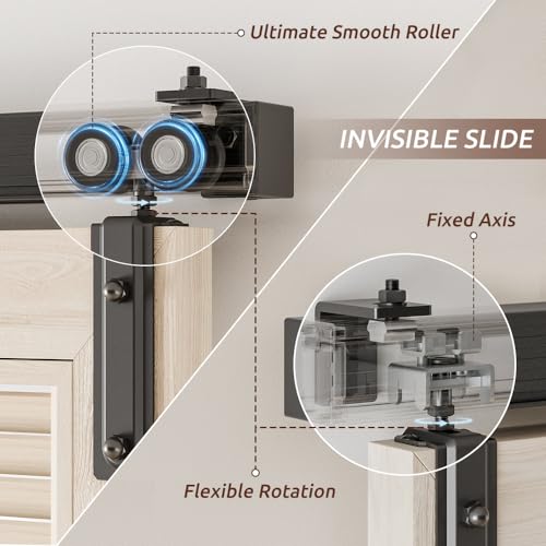 AONAYIOA 100,6 cm (3,3 Fuß) Kastenschienen-Hardware, zweifach faltbar, Schiebetür-Hardware-Set, robuste Aluminiumlegierung, Wandhalterungs-Kit für 2 Türen (ohne Tür)